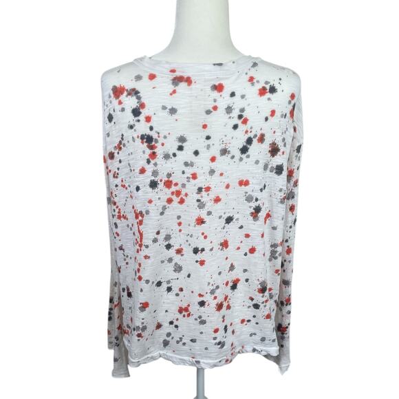 Gilda Midani 100% Slubbed Cotton T-Shirt Long Sleeves Paint Splatter Artsy Small - Picture 7 of 11